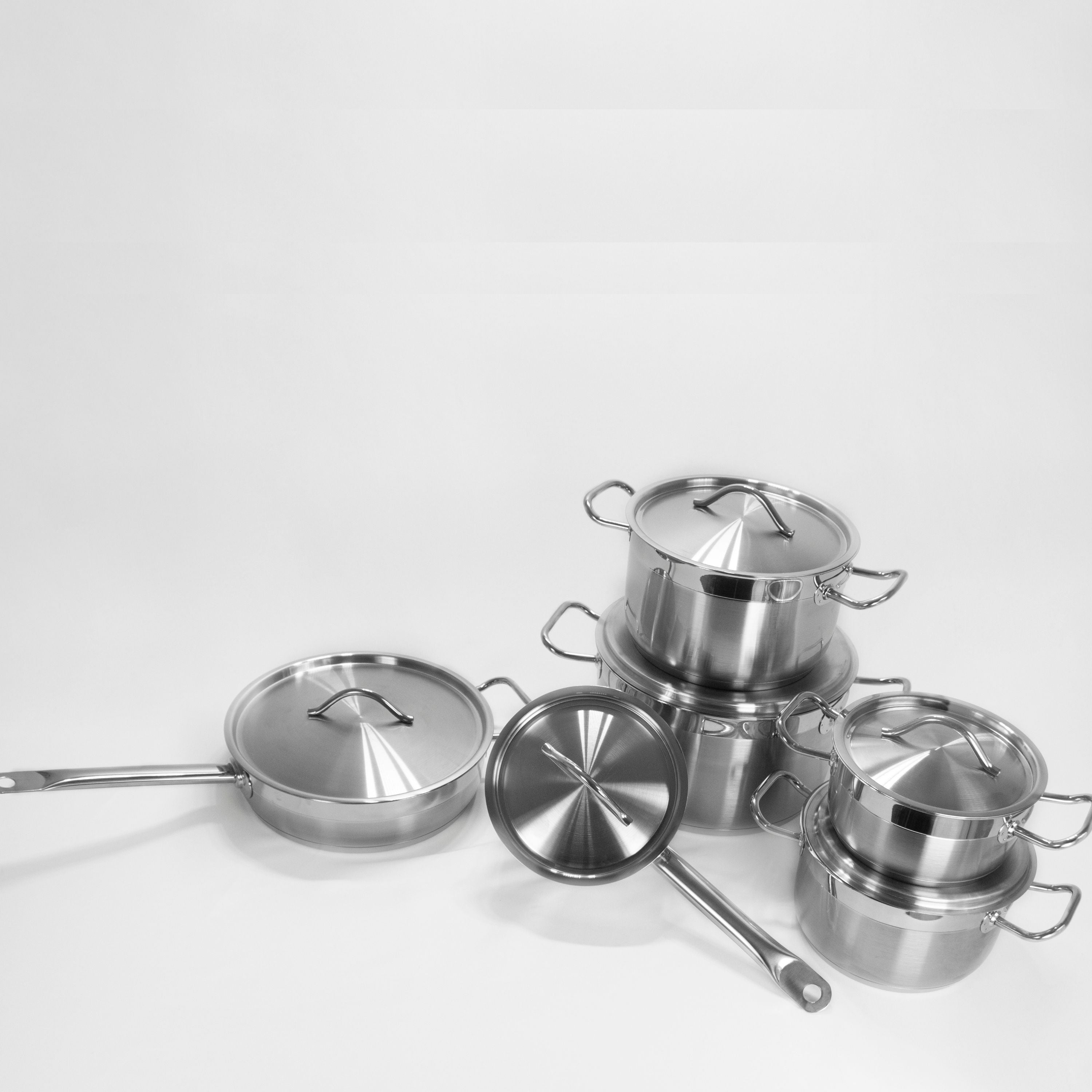 BergHOFF International Essentials Stainless Steel Cookware Set BergHOFF  International Pieces Included: 6-Piece (3 Pots, 3 Lids) - Yahoo Shopping