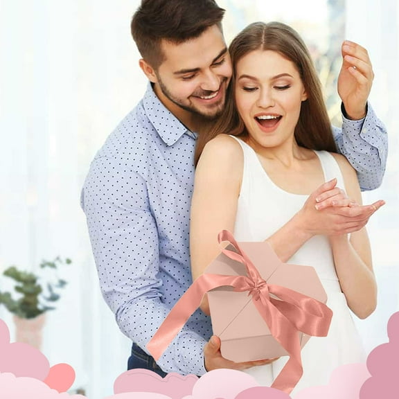 Danhjin Valentines Box, Open Door Ribbon Bow Heart Shaped Gift Box for Wedding Accompaniment and Holiday Cosmetic Storage as Decorative Present