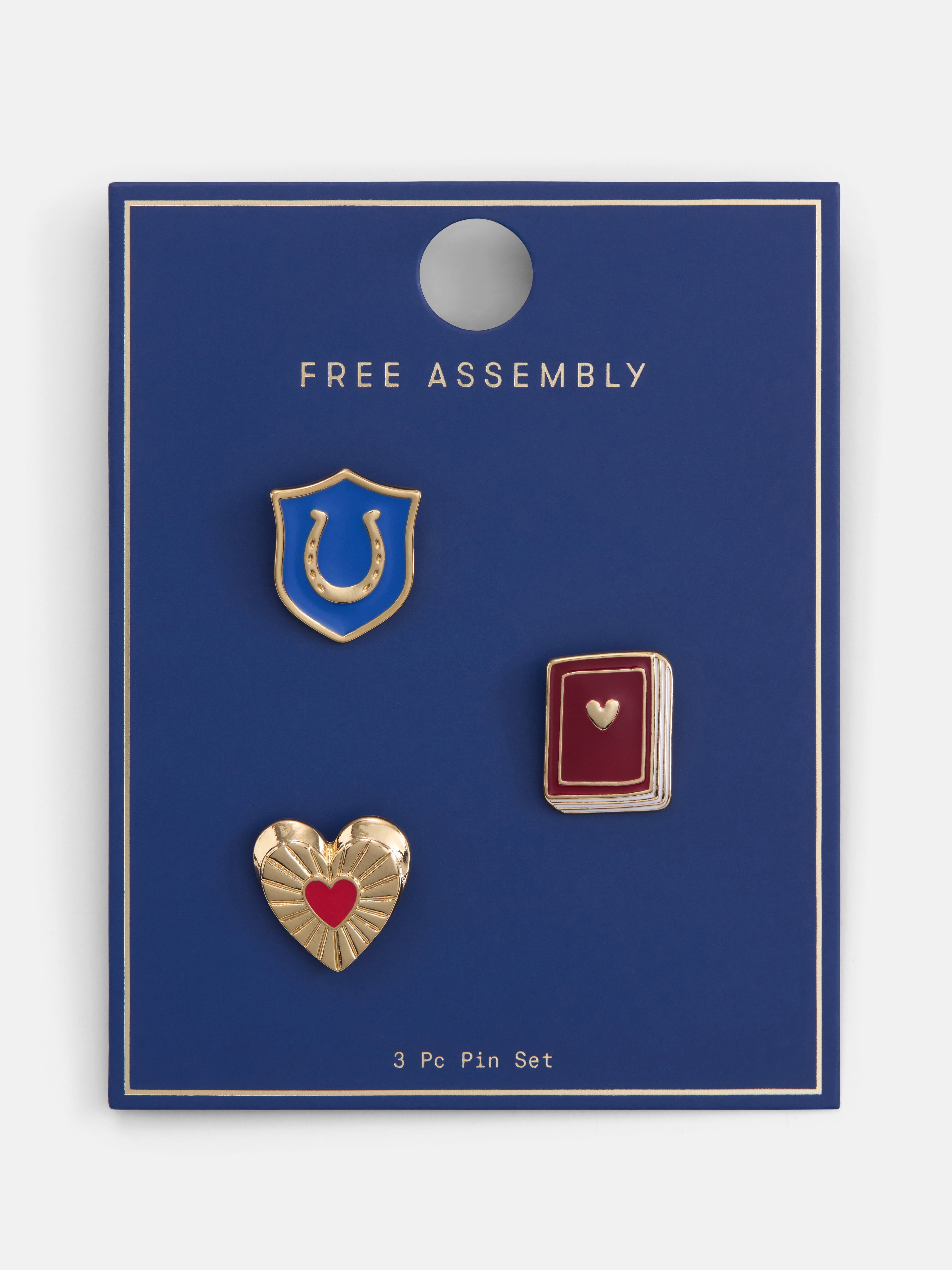 Free Assembly Women's Book, Heart and Horseshoe Crest Pin Set, 3-Piece