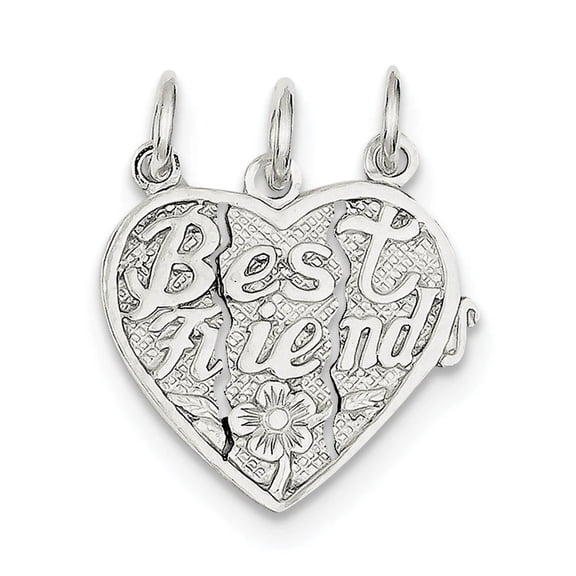 Sterling Silver Best Friends 3-piece break apart Heart Charm Q-QC601