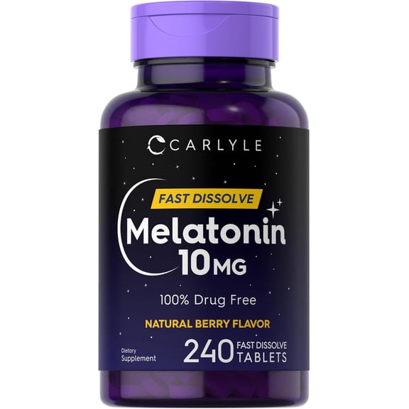 Melatonin 10mg | 240 Tablets | Berry Flavor Fast Dissolve Tablets for Men and Women | by Carlyle