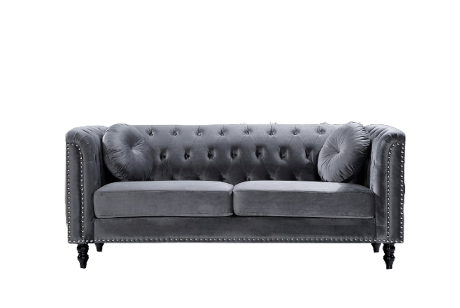 Uspridefurniture Lueck 2 Pcs Velvet Living Room Set, Sofa Loveseat,Gray
