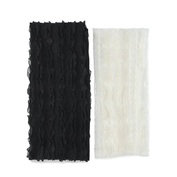 No Boundaries 2 Pack Lacey Headwrap, Black/Ivory