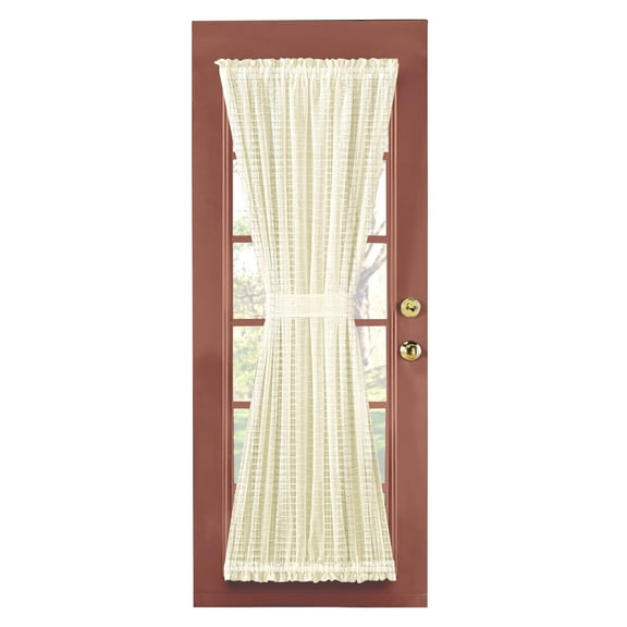 Collections Etc Montauk Woven Check Sheer Rod Pocket Door Panel