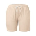 thumbnail image 4 of Womens Bermuda Shorts Drawstring Color Waist Comfy Solid Elastic Pants Casual Pants Summer Flowy Shorts with Pockets XS-3XL, 4 of 4
