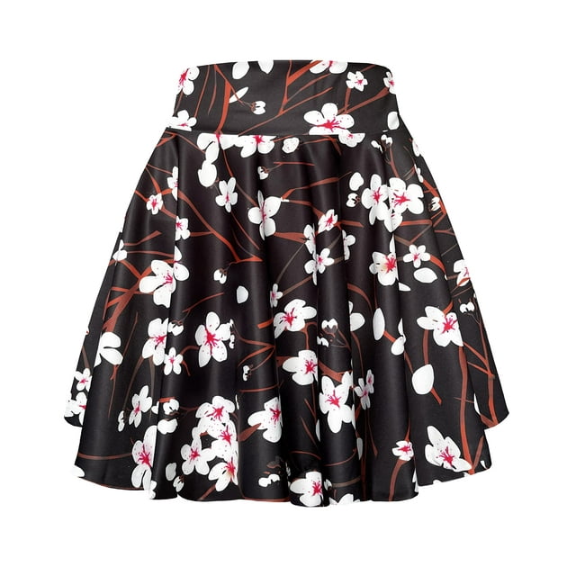 Afibi Jupe Patineuse Plissée Évasée Taille Élastique Mini Décontractée pour Filles (Petit Motif 3)