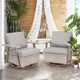 thumbnail image 2 of Auzfy 2 Pcs Outdoor Patio 360°Swivel Rocker Wicker Chairs for Balcony Porch, Grey, 2 of 6