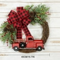 thumbnail image 2 of 15.75 Inch Vintage Truck Christmas Wreath, Handmade Front Door Garland with Black Red White Plaid Bows Berries and Eucalyptus, Rustic Welcome Wreath for Home Xmas Party Decor, 2 of 4