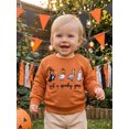 thumbnail image 5 of RUINIXCW Toddler Baby Boy Girl Halloween Sweatshirt Outfit Infant Fall Winter Clothes Pumpkin Ghost Letters Embroidery Crew Neck Pullover Shirts Tops, 5 of 10