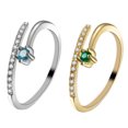 thumbnail image 1 of 2PCS 2 in 1 Open Ring Simple Zircon Inlaid Ring Lovers Open Rings (White+Golden), 1 of 8