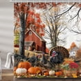 thumbnail image 2 of Thanksgiving Day Fall Shower Curtain for Bathroom, Rustic Autumn Farm Turkey Pumpkins Harvest Fabric Shower Curtains Set, Cute Vintage Farmhouse Restroom Decor Accessories with Hooks 72X72, 2 of 4