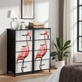 thumbnail image 6 of Flamingo Dresser for Bedroom with 4 Storage Drawers Pink Animal Modern Abstract Birds Pink Slender Curved Neck Long Dressers Chest of Drawers Steel Framed Fabric Closet Organizers for Entryway, 6 of 7