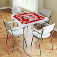 thumbnail image 2 of Costway Table de Mah-Jong Pliant de 35 Pouces avec Porte-Gobelets et Poignée de Transport en Feutre Lisse Rouge, 2 of 10