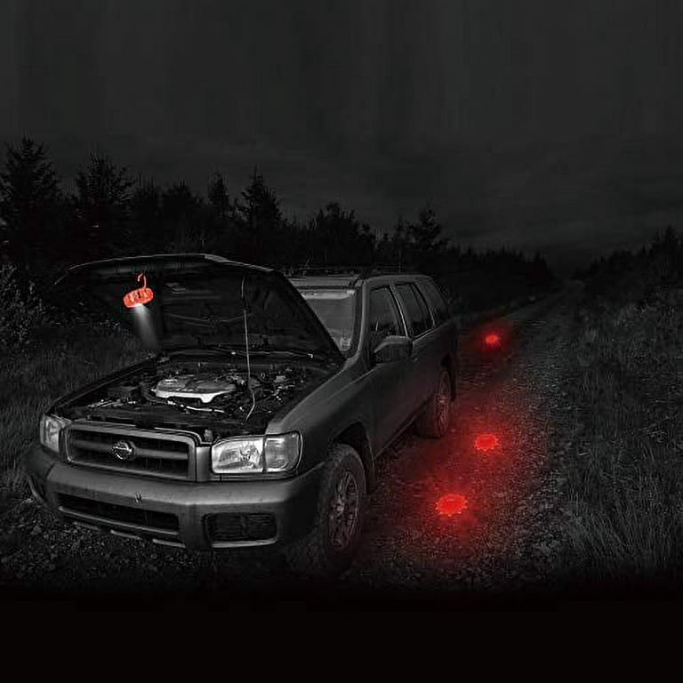 USB Rechargeable LED Road Flares Emergency Lights-Roadside Warning Car  Safety Beacon Flashing Disc Flare Kit with Magnetic Base for Vehicles & Boat