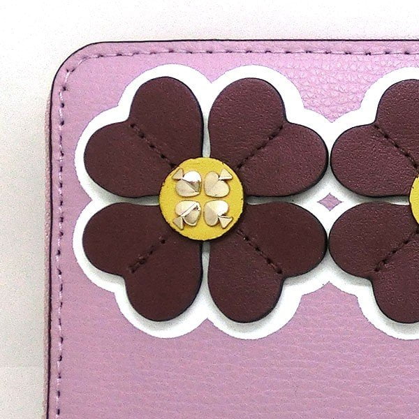 Kate Spade Sylvia Graphic Clover Applique Slim Continental Wallet Orchid  Multi