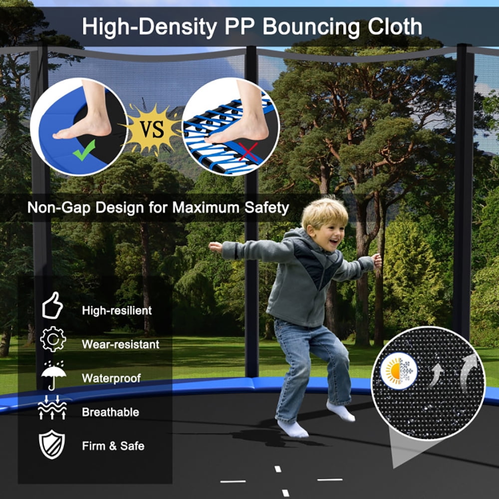 Aimee Lii 15 Feet Outdoor Trampoline Bounce Combo with Safety Closure Net Ladder, Outdoor Trampoline for Kids