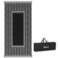 thumbnail image 2 of Outsunny Outdoor Patio Rug, Large Camping Carpet with Carrying Bag, 9' x 18' Waterproof Plastic Straw, Reversible, Black & White Gourd Border, 2 of 9