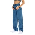 thumbnail image 4 of Women's High Waisted Baggy Jeans Straight Leg Casual Denim Pants, 4 of 4
