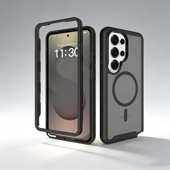 For Samsung Galaxy S26 Ultra Phone Case,2-in-1 Heavy Duty Shockrpoof Protection,Compatible With Wireless Charging,Skin-Friendly Matte Translucent Back,Non-Slip Durable Rugged Phone Case,Black