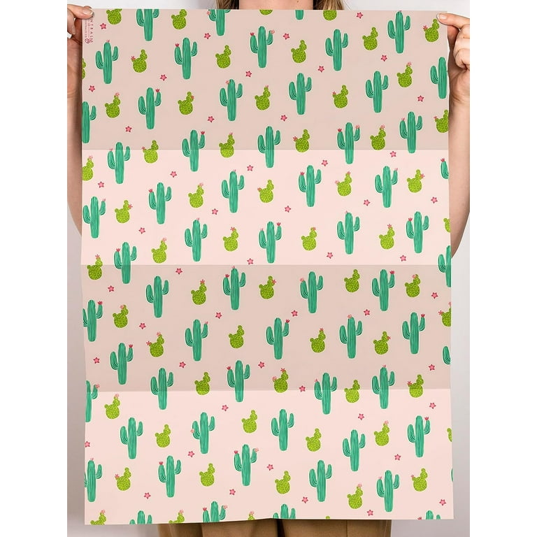 Cute Wrapping Paper: Cactus Desert Print pink and Green Wrapping