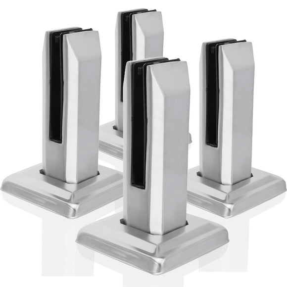 From China 4PCS 304 Stainless Steel Square Glass Spigots Pool Fence Spigot Clamp Home Garden Stairs Balustrade Railing Balcony Glass Floor Clamp (Silver)