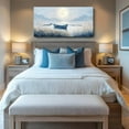 thumbnail image 3 of HFDF Oversized Large Living Room Wall Art, Blue Wall Decor for, Modern Nautical Ocean Beach Seascape Nature Picture Sailboat Moon Lake Mountain Canvas Print Relaxing Serene Coastal 24x16inch Framed, 3 of 6