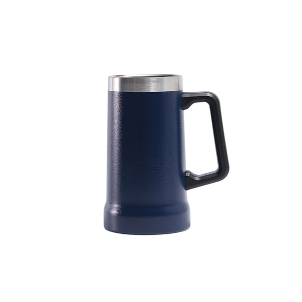 Bearachild Taza de vacío de acero inoxidable, portátil, con mango, boca grande, reutilizable, aislamiento térmico, 709ml, frasco de repuesto para el Suministros térmicos Azul oscuro Bearachild HA074472-02