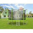 thumbnail image 2 of 14FT Trampoline for Kids Adults, BTMWAY Recreational Trampoline with Enclosure Net, Indoor Outdoor Trampoline with Basketball Hoop, Ladder, Jumping Exercise Trampoline for Backyard, Garden, Green, 2 of 14