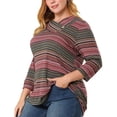 thumbnail image 1 of Top de punto de Rayas Boho Agnes Orinda Cuello vuelto Rojo XXL, 1 of 6