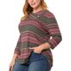 thumbnail image 1 of Top de punto de Rayas Boho Agnes Orinda Cuello vuelto Rojo XXL, 1 of 6