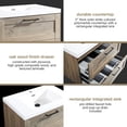 thumbnail image 5 of Wall Mounted 36 Inch Cosmo Bathroom Vanity Eve with Integrated Sink, Assembled Eve Oak Wood Toiletries Storage Cabinet with Integrated White Countertop and 2 Large Metal Drawers By Flairwood Décor, 5 of 7