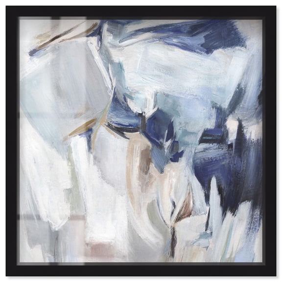 Blue Depth Shadowbox Print Neutral Wall Decor by Art Remedy, Black Frame, 12 x 12