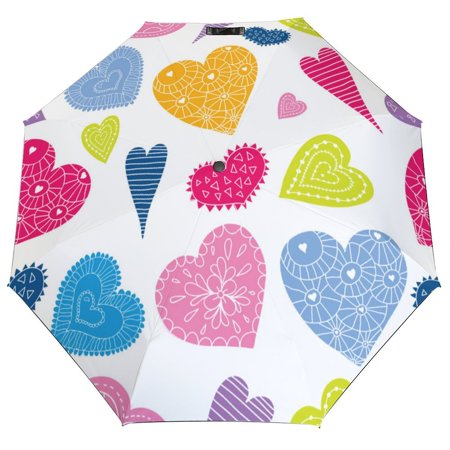 

ANYWAY.GO Windproof & Water-Resistant Compact Foldable Travel Umbrellatotes Spring Hearts Pattern Portable Travel Umbrella，Diameter 42.5 in