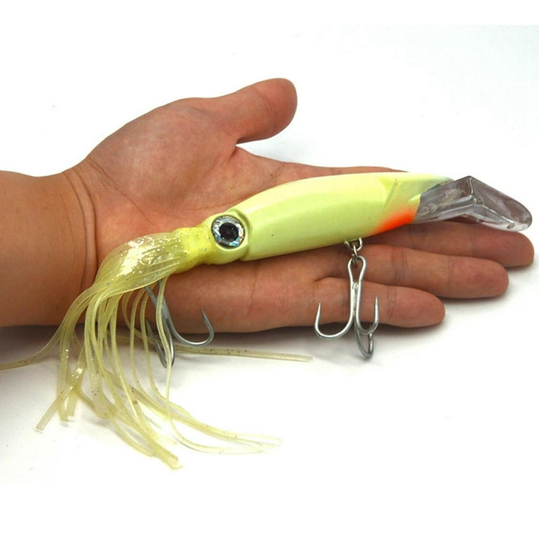 Luminous Squid Skirt Trolling 8.6in Artificial Fish, Swimming Lure Fishing  Glow for Marlin, Dolphin, Tuna, Salmon, Offshore