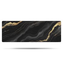 Black Gold Marble Pattern Bathroom Rugs Mat,Non Slip Microfiber Bathroom Rug,Rubber Backing,Soft Bathroom Mats for Bathroom Floor,Tub and Shower,47x17in(120x43cm)