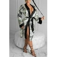 thumbnail image 3 of Nituyy Women's Satin Robe Dollar Print Long Sleeve Silky Kimono Bathrobe with Belt, 3 of 9
