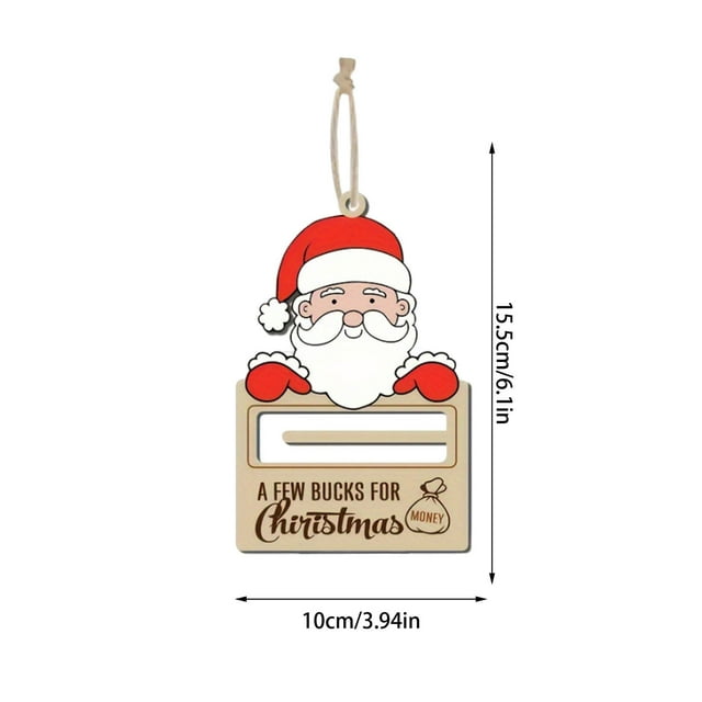 Lenago Ornament,Home Decoration Unique Support Of Wood For Money Of Christmas With Drawstring Money Card With Santa Claus Snowman Cash Gift Wooden Hanging Santa Claus For Christmas