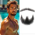 thumbnail image 1 of Alinyasha Barba Falsa Realista Cabello Humano Atado a Mano Barba Falsa Encaje Invisible Bigote Falso para Halloween Vestir Hombres Maquillaje Entretenimiento/Drama/Fiesta/Película Prop (Negro), 1 of 2