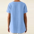thumbnail image 4 of Gytharion Women's T-Shirts Summer Casual Short Sleeve V-Neck Top Fashion Solid Button Cotton Linen Beach Shirts for Women, 4 of 7