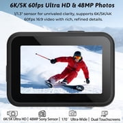 Action Camera,5K/30fps Waterproof Action Camera, with APP & WiFi Control, 1/1.3 Sensor, EIS Anti-Shake, Subject Tracking, Includes 64GB Card, Vlogging Camera Ideal for Sports & Adventure