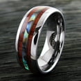 thumbnail image 2 of Tungsten Carbide Rings for Men Wedding Bands for Him 8mm Hawaiian Koa Wood and Abalone, 2 of 5