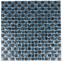 5 pack Blue and Black 11.7-in. x 11.7-in. Polished Glass Mosaic Floor and Wall Tile (4.75 Sq ft/case)