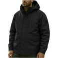 thumbnail image 4 of PiGOGI Men's Outdoor Water Repellent Hooded Jacket Solid Color Climb Sport Run Zipper Pocket Detachable Hat Long Sleeve Black M, 4 of 6