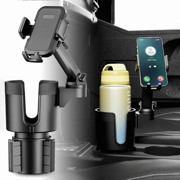 Cup Holder Phone Mount for Car, 360°Rotation Cup Holder Phone Holder with Expander Adjustable, Cell Phone Holder for Car Compatible with iPhone All Smartphones