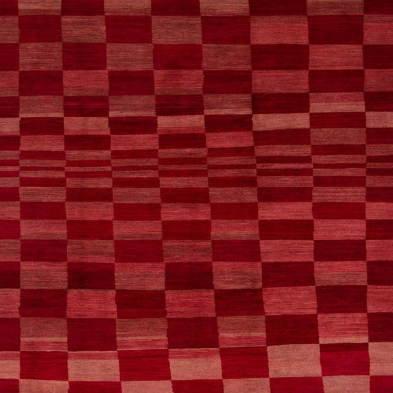 Ahgly Company Machine Washable Indoor Square Abstract Ferrari Red Area Rugs, 7' Square