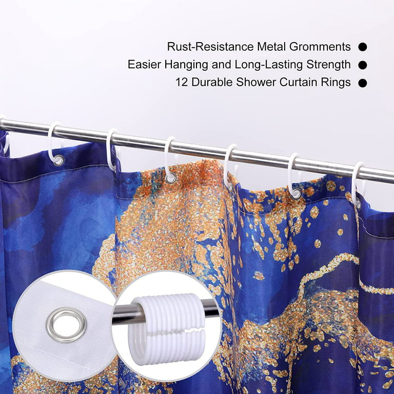  AVSMGP Marble Shower Curtain, Blue Marble Shower Curtain Set  with Hooks, Abstract Luxury Blue Marble with Gold Veins Texture Shower  Curtains for Bathroom, Waterproof Fabric,D,150 * 180cm : Home & Kitchen