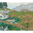 thumbnail image 2 of Emil Cardinaux 23x20 Black Ornate Framed Double Matted Museum Art Print Titled: Grison Landscape (1929), 2 of 5