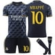thumbnail image 1 of 2324 Camiseta de fútbol visitante del Real Madrid No. 7 Vinicius 5 Bellingham 10 Modric conjunto de camisetas para niñosMbappé talla 10 con calcetines a juego, 1 of 3