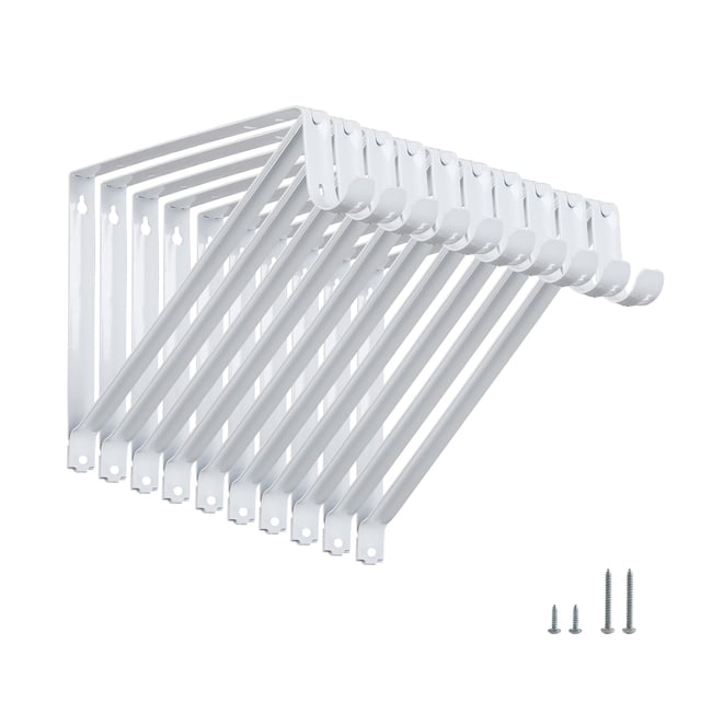 HOME MASTER HARDWARE Soportes para estantes y barras para armario de alta resistencia, soporte para estantes de armario montados en la pared con soporte para estanterías con varilla, color blanco con