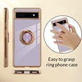 thumbnail image 4 of Compatible with Google Pixel 6A 5G Case Heart Plating Kickstand Mental Ring Luxury Elegant Case Camera Protector TPU Shockproof Protective Back Cover Designed for Google 6A 5G Case -Purple, 4 of 12